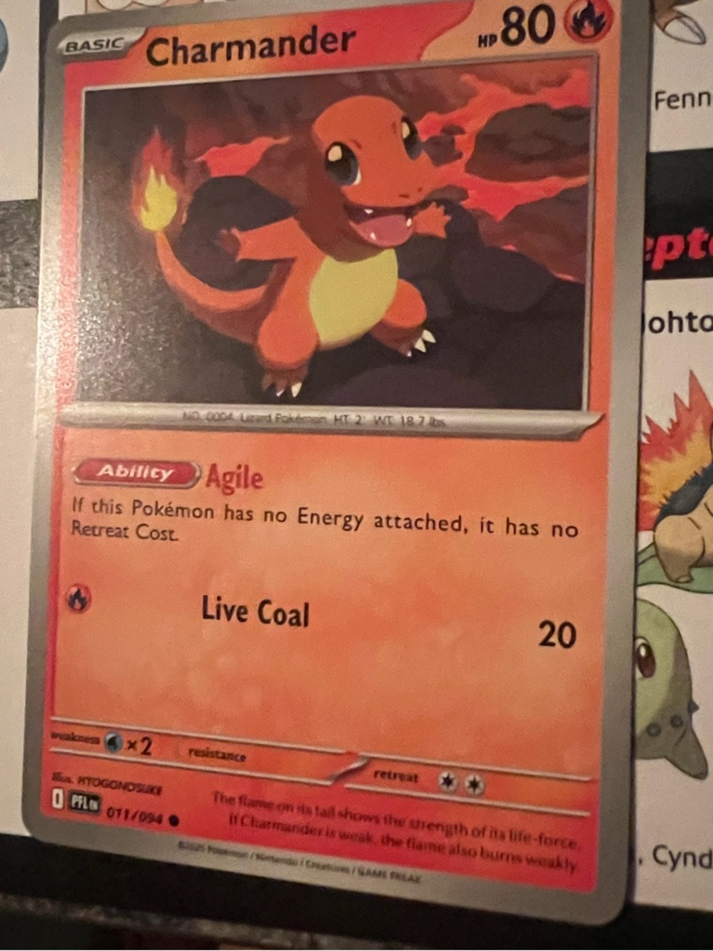 Pokemon Charmander Card - Orange, Red, Yellow Art